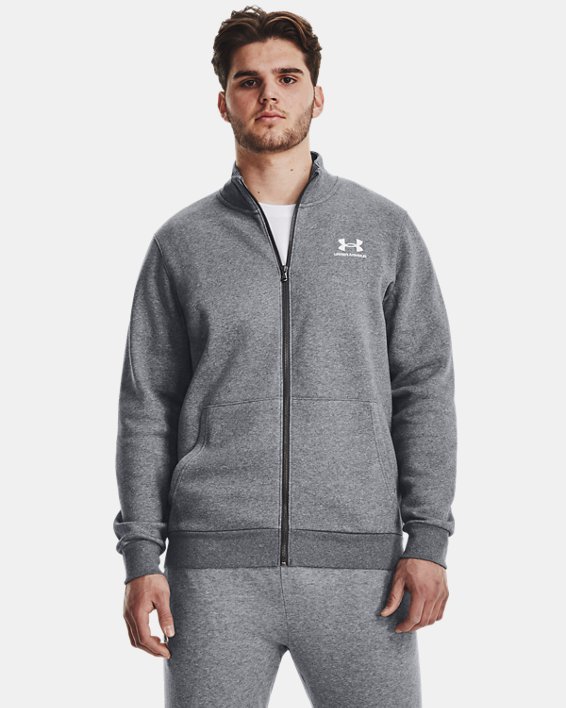 Men's UA Essential Fleece Track Jacket, Gray, pdpMainDesktop image number 0
